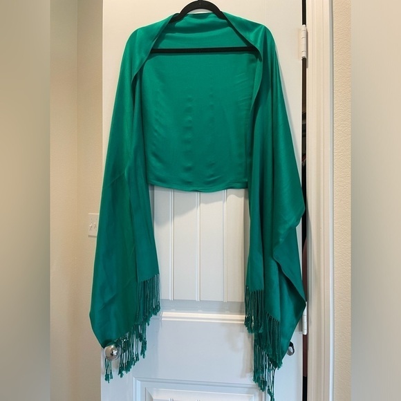 Jones New York Women’s Scarf One Size Green 100% Lightweight Tassel Fringe - Picture 3 of 10